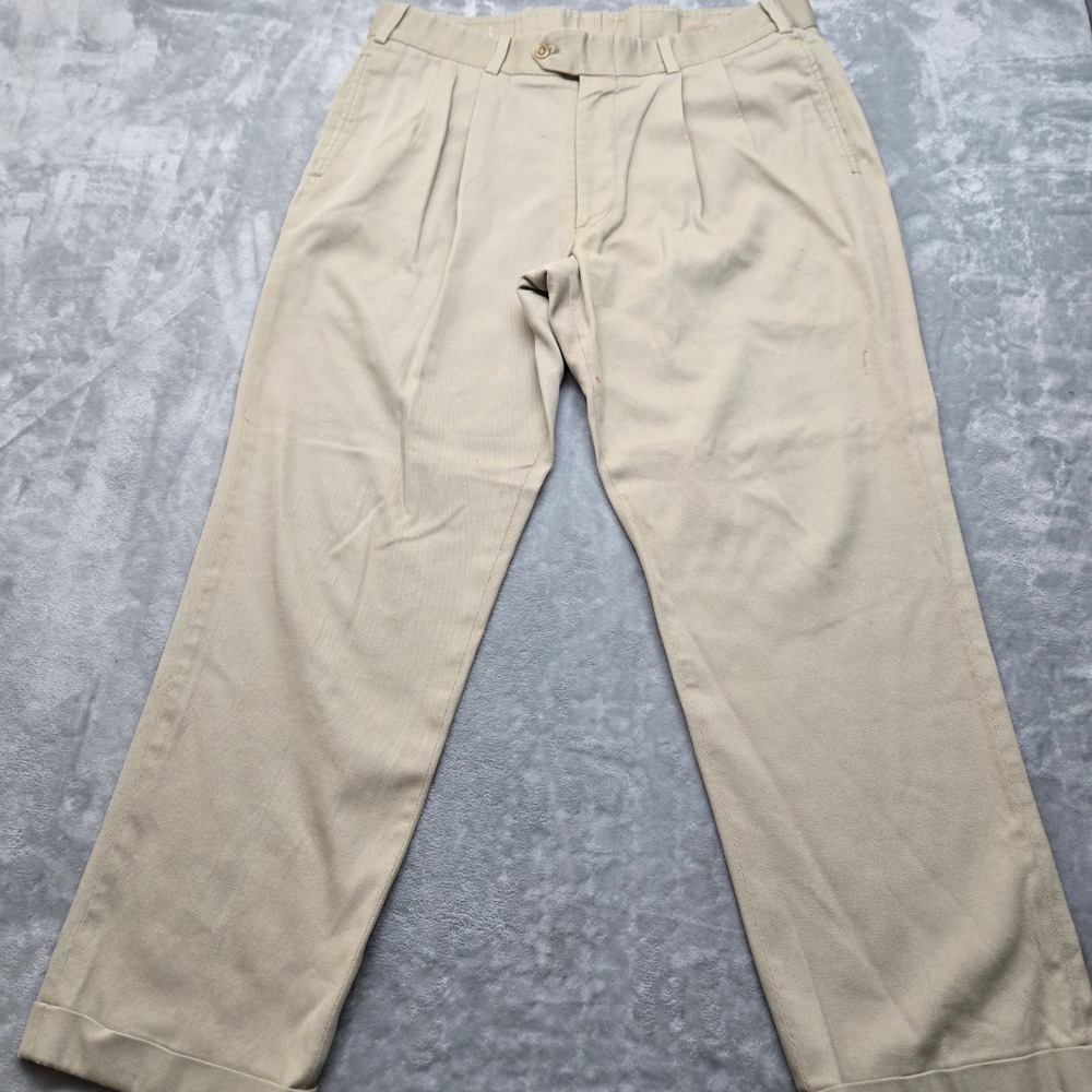 Bills Khakis M2 Bedford Cord Pleated Pants Mens 38 Khaki Tan Made in USA Cuffed
